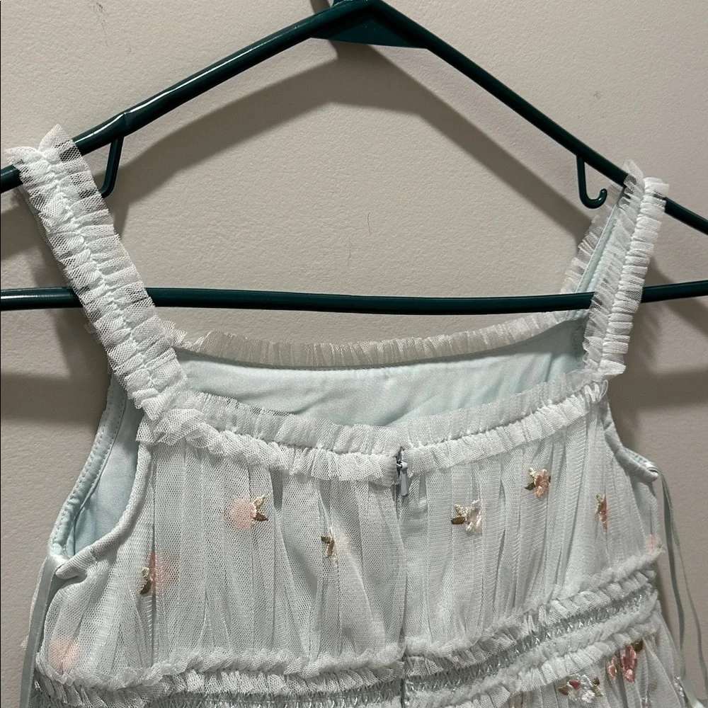 Mac Duggal Girls Ruffled Floral Embroidered Gown - Picture 14 of 15